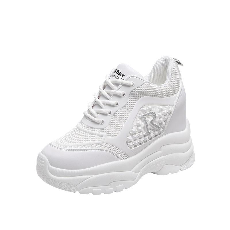 

Height-increasing little white shoes women s spring and summer new soft-soled versatile mesh shoes sports and leisure shoes mesh women s shoes 40 серебряный