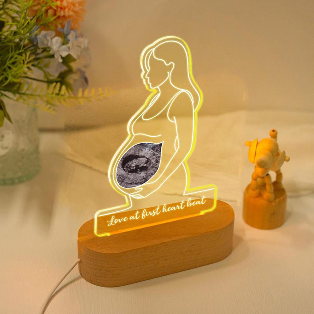 Custom Baby Ultrasound LED Night Light Personalized Photo Bedside Lamp Pregnancy Announcement Keepsake Gift For Pregnant Women