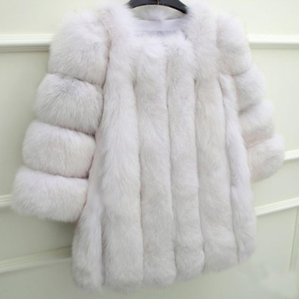 Kvinner Plus Size Kort Faux Coat Varm ry Jakke Langermet Yttertøy
