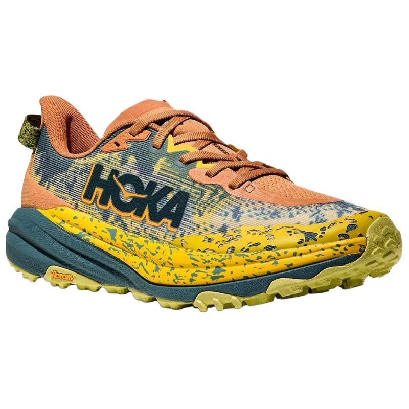 HOKA ONE ONE Speedgoat 6 Cushioning, Wear Resistant Low Top Running Shoes Men's Yellow Orange Sneakers 1147791-TTT