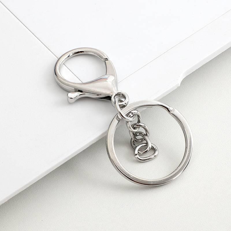 Zinc Alloy Keychain Set: Metal Lobster Clasp, 8-Shaped Ring, 4-Section Chain Ring Clasp