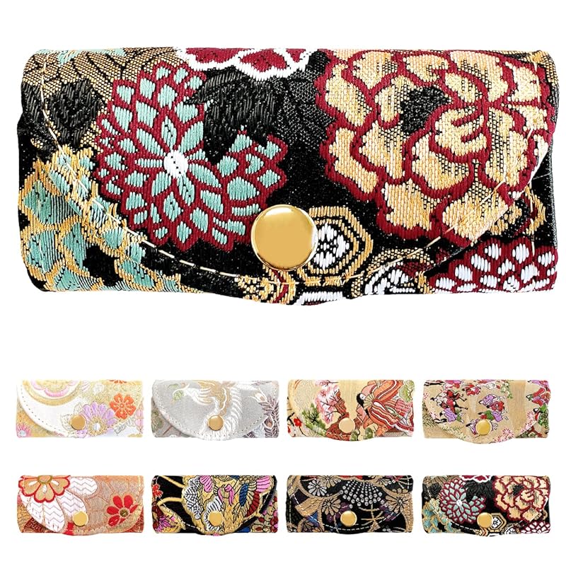 

[leo&aoi] Nishijin textile key case ladies men s 4 consecutive smart key tri-fold key case key key compact key ring 4 key case 4 key hooks Japanese