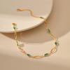 Drop Hollow Chain Bracelet Emerald Cut Glass Chain Anklet for Daily Wear