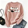 Women's European Retro Fair Isle Long Sleeve Color Block Knitted Sweater Top