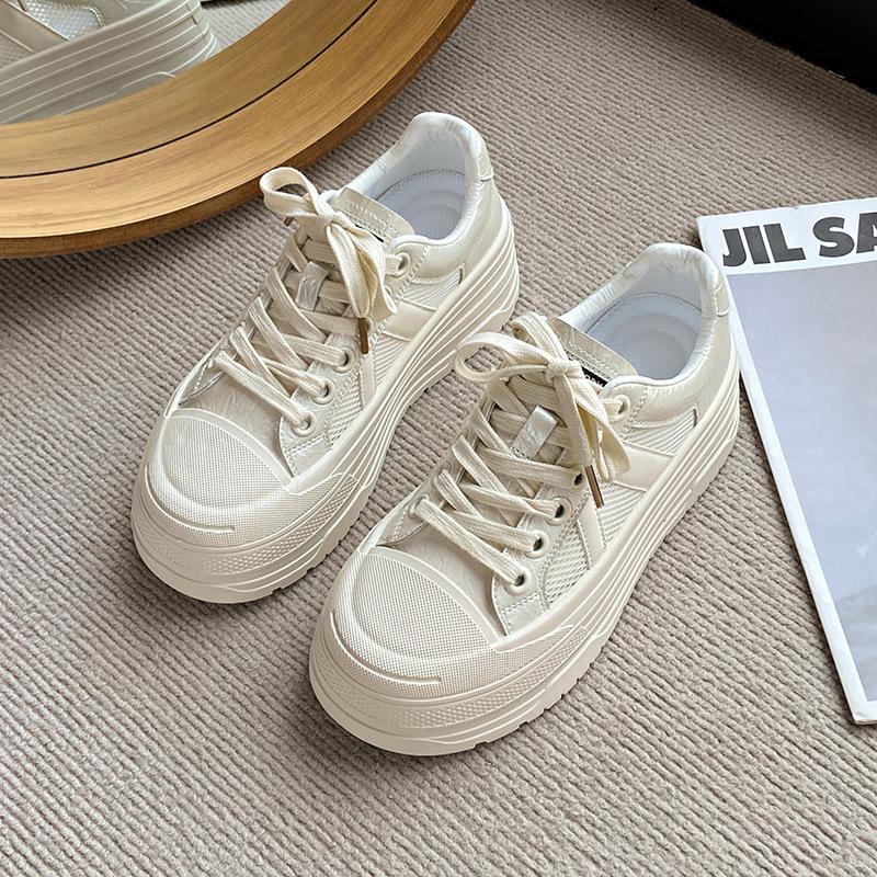

Muffin thick-soled mesh white shoes women s 2025 new summer popular breathable hollow versatile casual sports shoes 40 бежевый