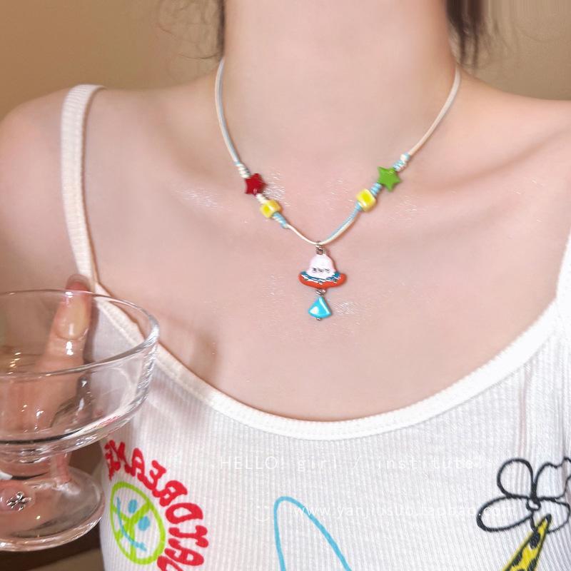 

Вощеная веревка акриловая жемчужина капающее масло овальный треугольник звезда кулон ожерелье мода темперамент универсальное ожерелье женщины