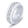 8MM Black and White Ceramic Ring with Dual Row Inlaid Diamonds for Women