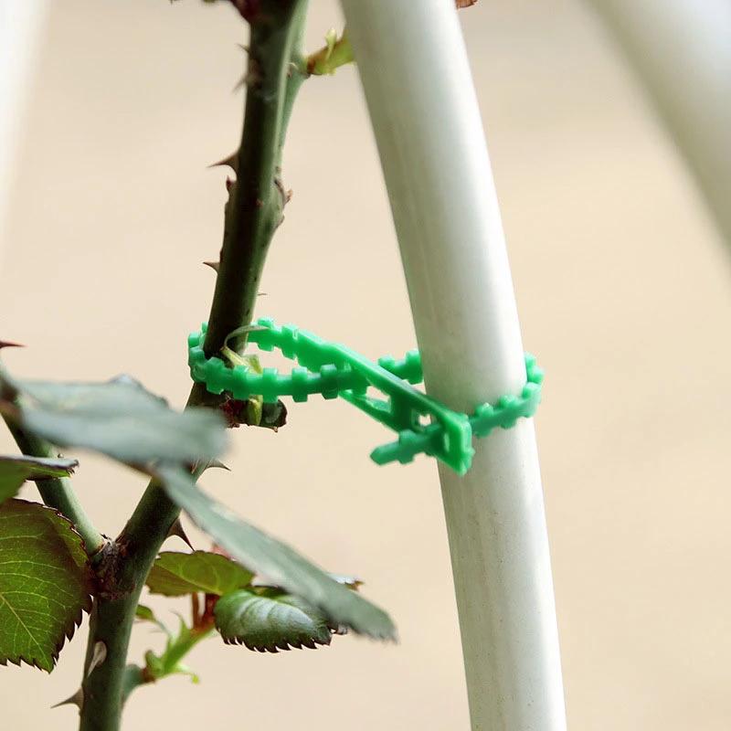 Garden Green Zip Ties Adjustable Plastic Plant Cable Ties Reusable Wire Ties Garden Plant Vine Supports Tomato Clip Fastener