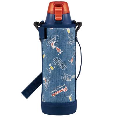 Skater Sports Bottle, Direct Drinking Water Bottle, 990ml, with Bottle Cover, Peanuts Stripe, Snoopy Design, KSDC10S