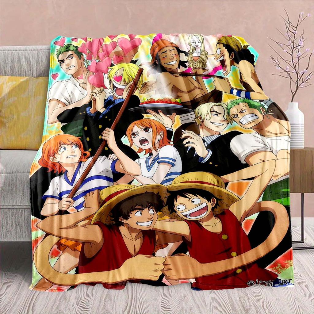 Manta de Franela del Anime One Piece - Suave Cálida Perfecta para Sofá, Ropa de Cama Camping Viaje Oficina Decoración del Hogar -QJY