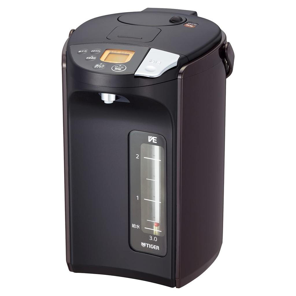 Tiger Vacuum Flask (TIGER) Steamless Electric Kettle, VE, "Tokuko-san" (Electric Vacuum Flask), 2.2L, Brown, PIS-A221-T