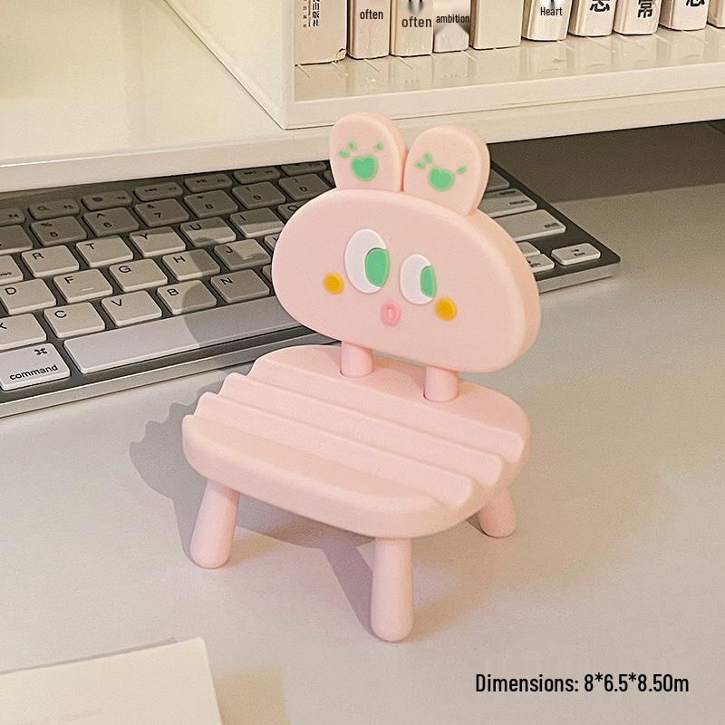 Internet Celebrity Cute Desktop Phone Holder - Soft Rubber Small Chair for Bedside or Desk, Ideal for Watching Shows.