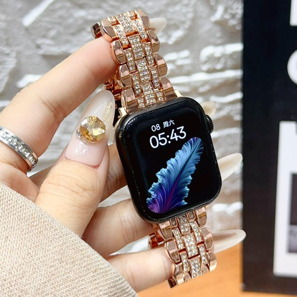 Diamond Watch Straps for Apple Watch Band 41 40 46 42mm Women Luxury Metal Bracelet iWatch Ultra S11 10 9 8 7 6 SE 5 38 45 44mm
