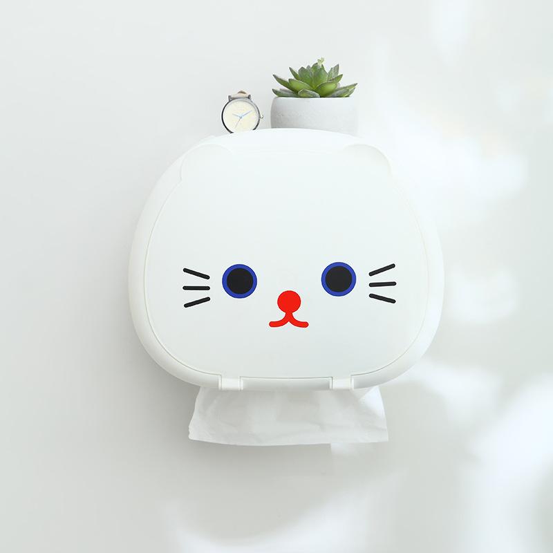 Cartoon facial towel storage box Wall hanging tissue storage box Non punching roll paper storage tissue box paper towel holder