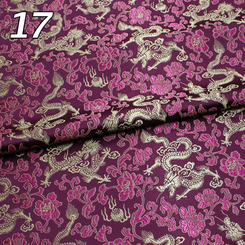 Chinese Traditional Embroidered Silk Brocade Dragon Pattern Fabric Tang Suit Hanfu Cheongsam Kid Wear Pillow Decoration Handmade