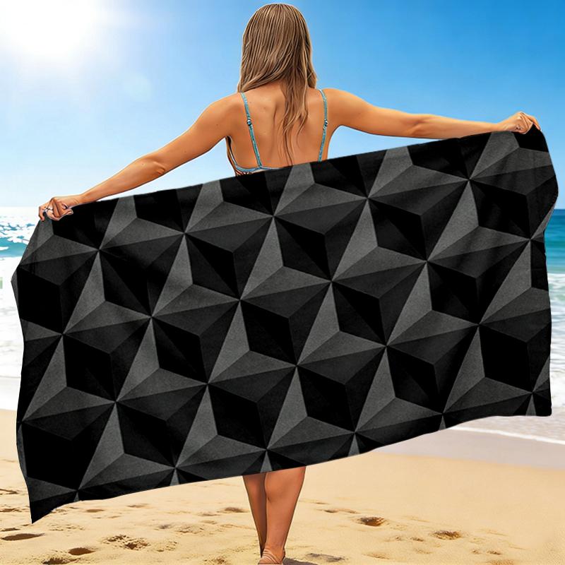 1Pc Abstract Geometric Beach Towel, Quick Dry, Multi-Use for Beach Pool Gym Yoga Home Travel, Christmas, Halloween, Xmas Gift M928354