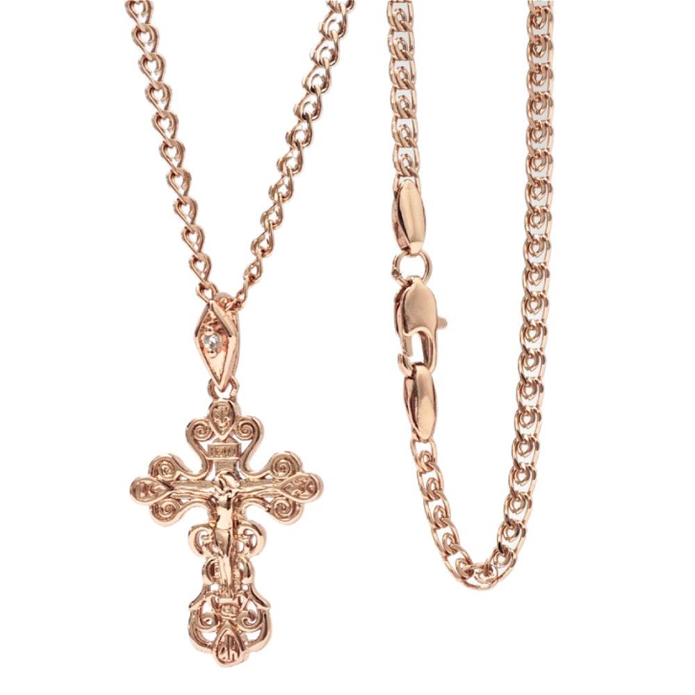 Hollow Cross Jesus Pendant Rose Gold Color Necklace Women's Color-preserving Jewelry