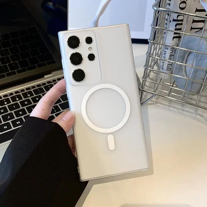 Matte Translucent Frosted For Magnetic Magsafe Case For Samsung Galaxy S23 S24 Plus S24 Ultra Wireless Charging Ultra Thin Cover