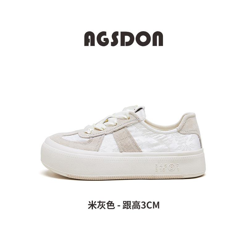 Augustus Dengde Training Shoes Women's 2025 Summer New Thin Casual Sports Board Shoes New Chinese Satin White Shoes