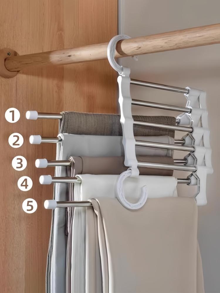Magic Multi-layer Pants Hanger Home Use Sl Clothing Storage Organizer Tool Foldable Plastic Trouser Ra Wardrobe