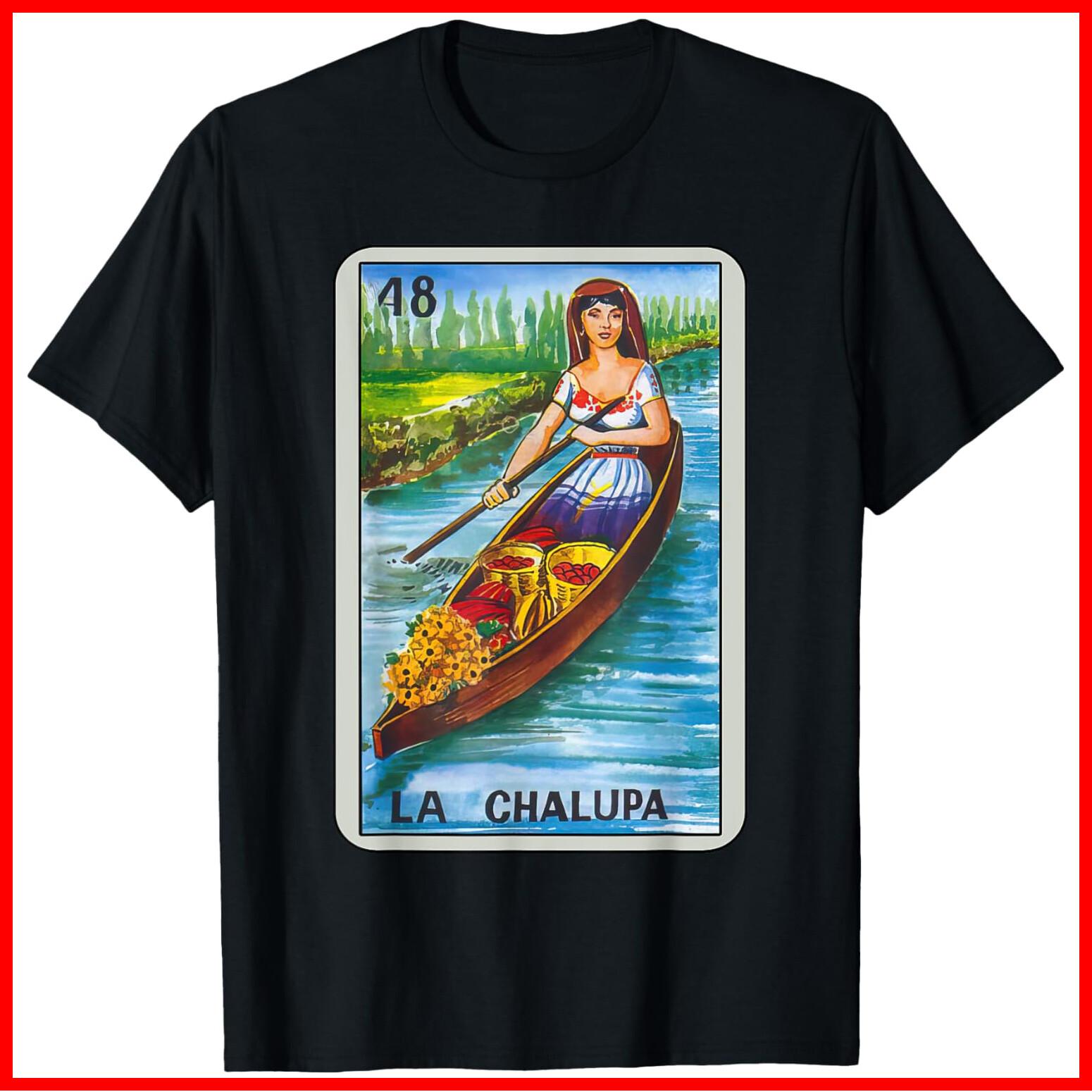 La Chalupa Card Mexican Lottery Card Black Cotton T-Shirt S-5XL XXXXL