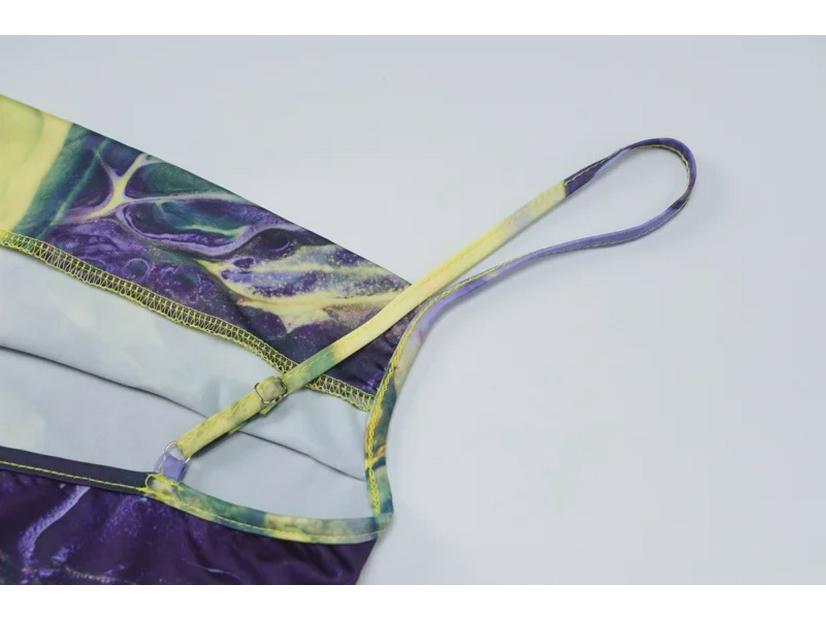 2025 Summer European & American Style Slim-Fit Printed Backless Tube Top Dress