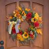 Höst Dörrkrans Höstskördekransar För Ytterdörr Höst Gårdskrans Med Solrosor Och Lönnlöv För Utomhusbruk