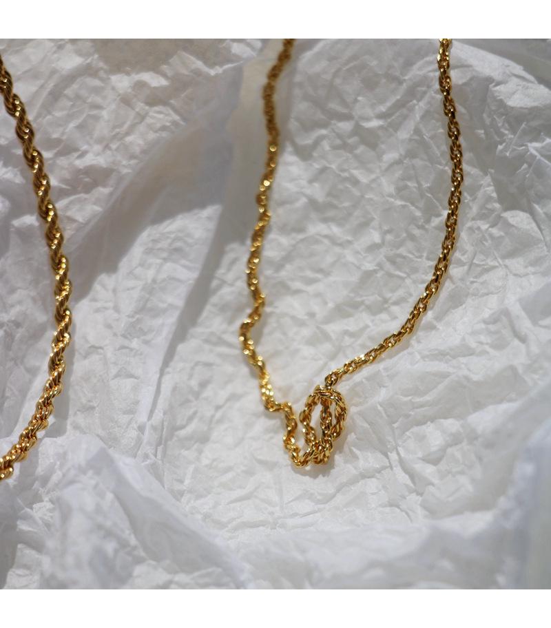 Gold-Plated Brass Twisted Necklace: Versatile, Shiny, Layered Design with a High-End Feel, Knot-Ready for Timeless Style.