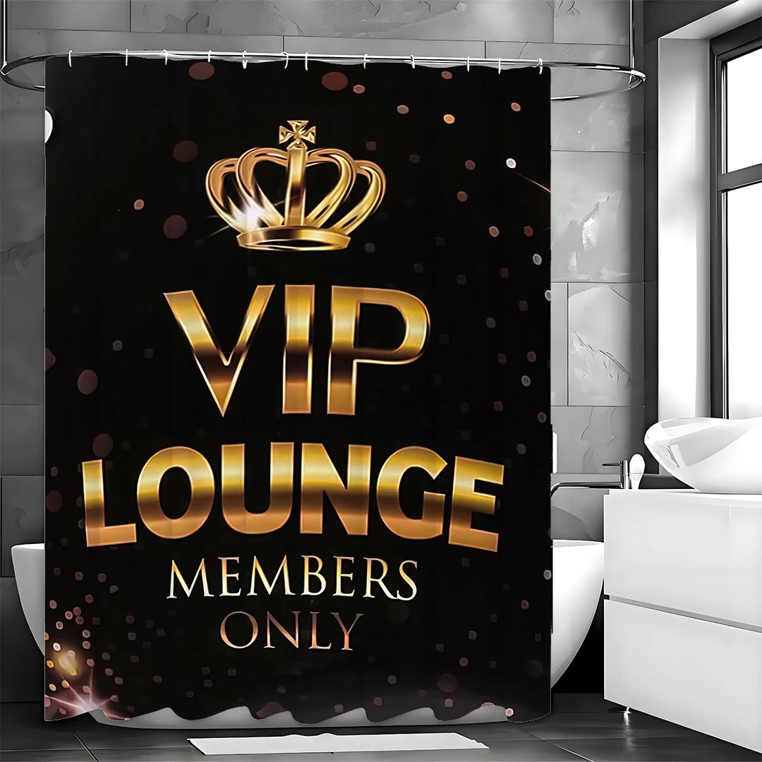 Premium Elegant VIP Card Shower Curtain, Bathroom Decorative Shower Curtain, Waterproof Shower Curtain with Hooks W90XH180cm