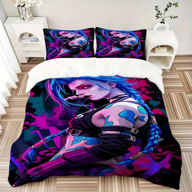 3pcs Jinx Home Decor Bedding Set-Universal Three-Piece Suit for Bedroom, Guest Room, Living Room, Hotel-Perfect Gift for Fans, Travelers, Da