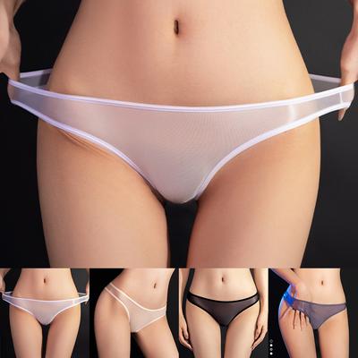 Smooth Women Sexy Sheer Transparent Panties Low Rise Underwear See Through Knickers Thongs Sleepwear Briefs