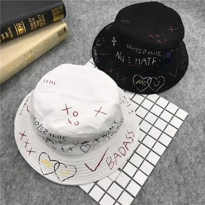 Fashion Black Unisex Harajuku Bucket Hat Fishing Outdoor Hip Hop Cap Men's Summer for Fisherman Hat Wome Hats