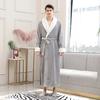 Mens Splice Thicken Coral Fleece Robe Bathrobe Gown Pajamas Sleepwear Pocket