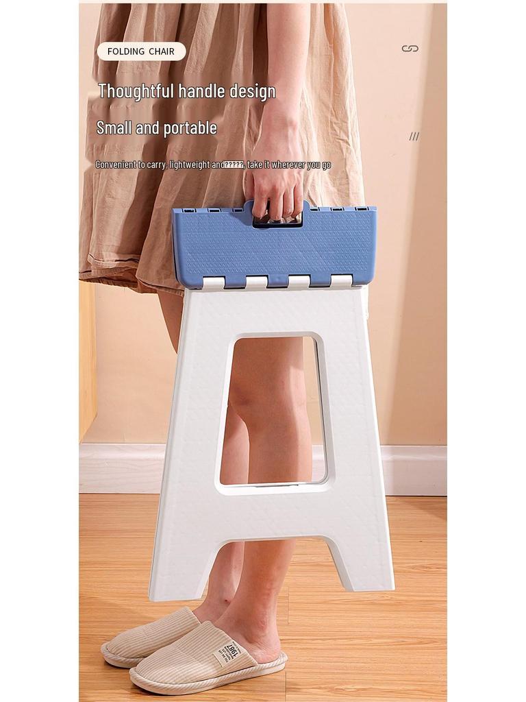 Portable Thickened Plastic Folding Stool for Home, Dining, and Outdoor Use