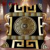 Gold Greek Key Pattern 2D Flat Pattern Flannel Blanket High Quality All Seasons Warmth and Comfort Perfect for Christmas Gifts.MMT0918321