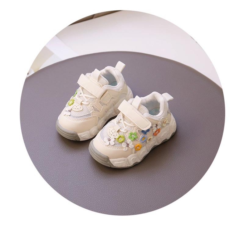 Girls sports shoes new spring and summer children's shoes girls fashion mesh breathable casual shoes embroidery flowers