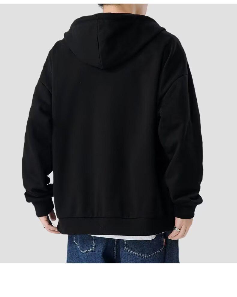 Pánská mikina s kapucí v hongkongském stylu - Volný střih, nadměrná velikost, ležérní jarní/podzimní bunda.