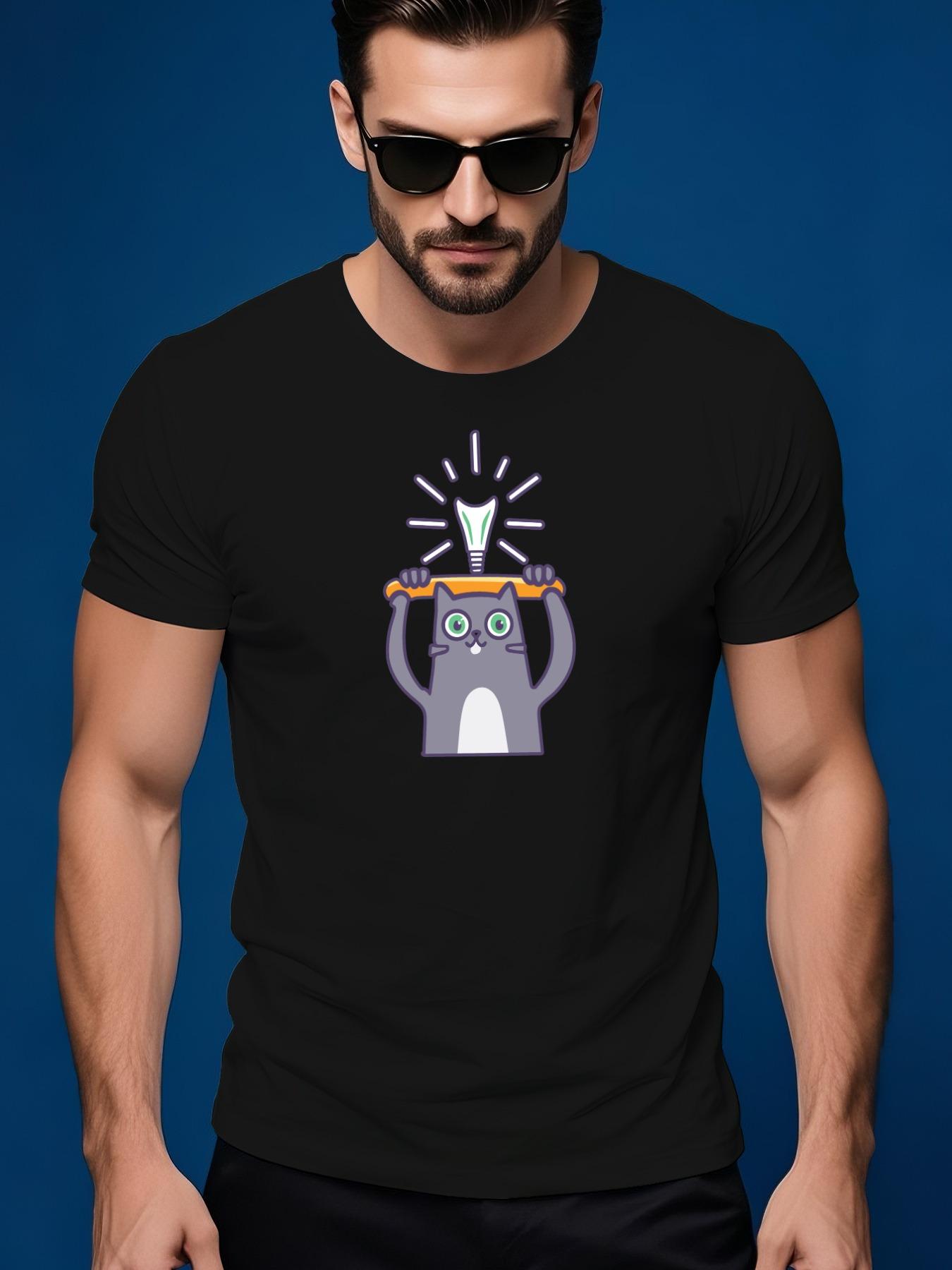 Summer Graphic Tshirt - Soft Cotton Crew Neck Tee with Pl... S