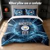 Manchester City Design Bed Bedding Set 1 Duvet Cover + 2 Pillowcases Soft Breathable Household Bed Linens