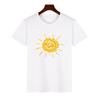 Trendy ShortSleeved Unisex Tshirt Sun Pattern Print Casual Polyester ParentChild Matching Summer Fashion Top for Boys Girls