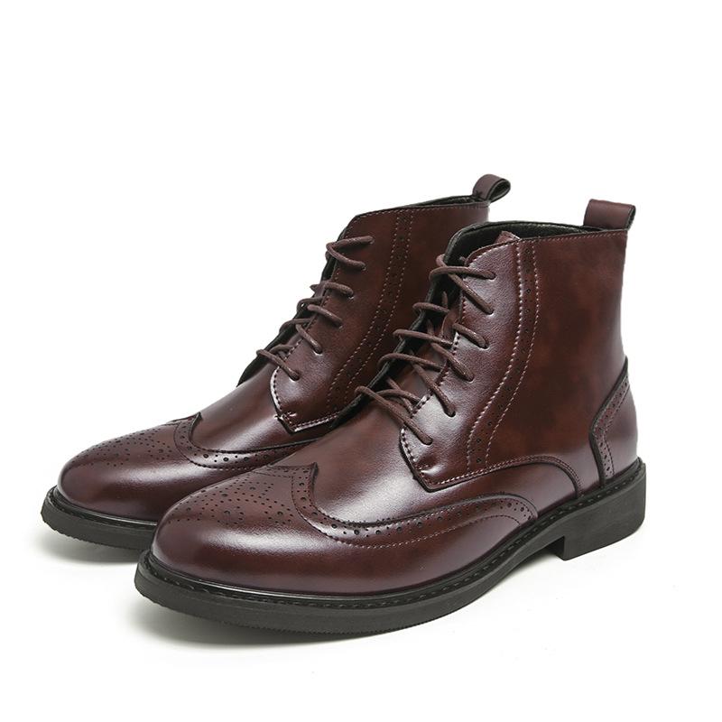 Men s Cross-Border Leather Chelsea Boots - High-top Lace-up British Style 38