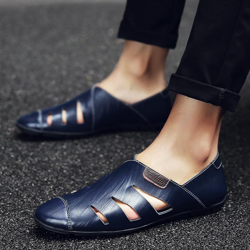 Fashion Trendy Men's New Fashionable Leather Shoes Men Casual Shoes Work Men Shoes Comfortable Hollow Out Outdoor Party Walking