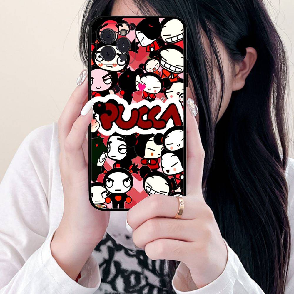 

Popular Animation P-Pucca For IPhone 17 16 15 14 13 12 11 Pro Max 13 17Air Shockproof Soft Phone Cases Coque iPhone 16 plus