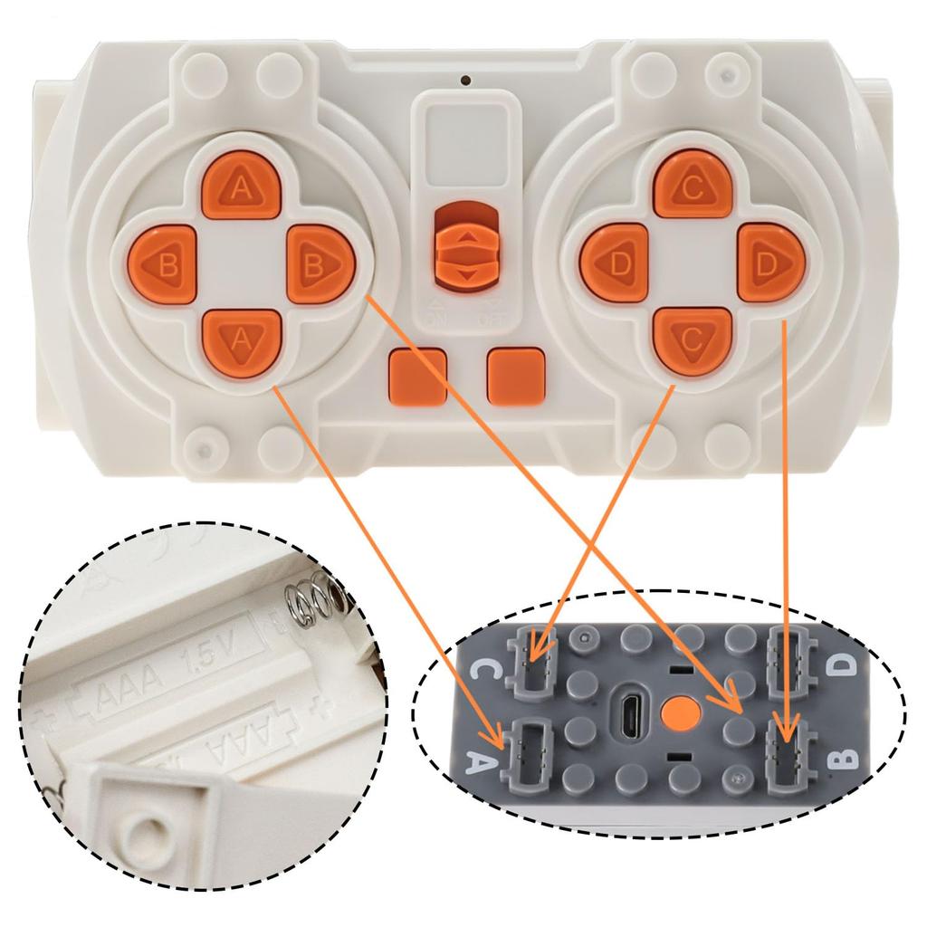 BrickBounty 7-Piece Power Functions Motor Kit, Motor Set with Technical Parts for STEM Building Blocks, Control Functions for MOC Blocks