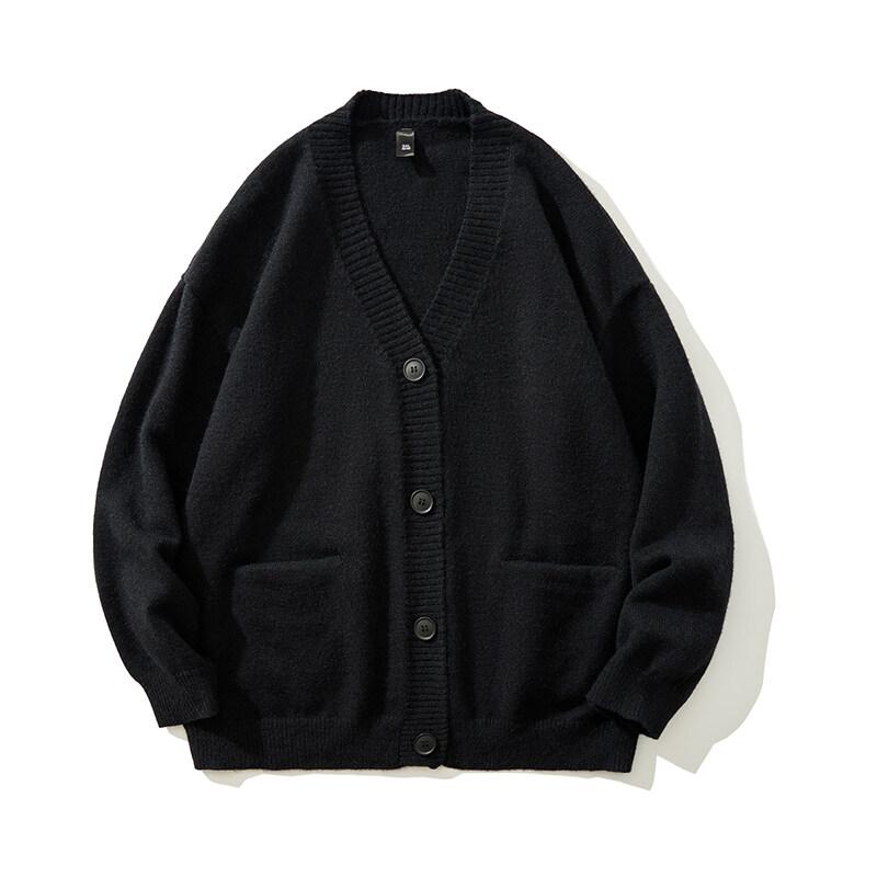Pánský ležérní kardigan s výstřihem do V na podzim 2025 Pánský svetr s knoflíky v jednobarevném provedení Pánský pletený teplý svetr Kardigan Pánské volné kabáty