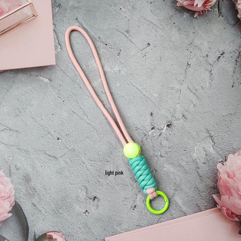 Colorblock Knotted Phone Lanyard: Creative Short Woven, Detachable, Anti-Lost Keychain Strap for Phone Cases
