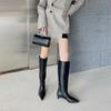 Fashion Women's High Knee Length Boots Designer Fashion Pointed Leather Shoes New Trend Walking Dress Elegant Motorcycle Botas Mujer