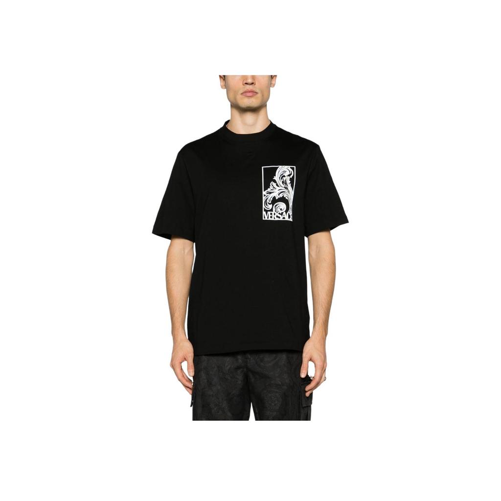 Versace Pattern Printed Fitted Crew Neck Short Sleeve T-Shirt Men Tops Black 1014094-1A09877-2B020