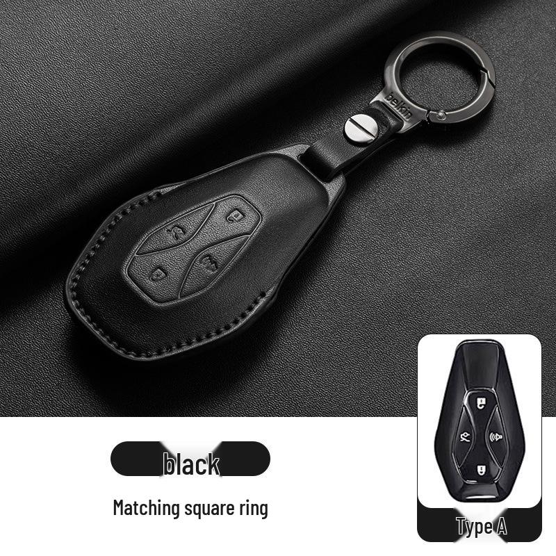 Genuine Leather Key Case for Jihu Alpha S5, Kaola T5, BAIC New Energy ARCFOX Cars