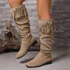 Fashion Shoes Female 2025 Hot Sale Slip-on Women's Boots Fashion Tassel Modern Boots Women Winter Plus Size Best Seller Knee-High Boots